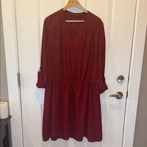 Reitmans Deep Red Long Sleeve Dress